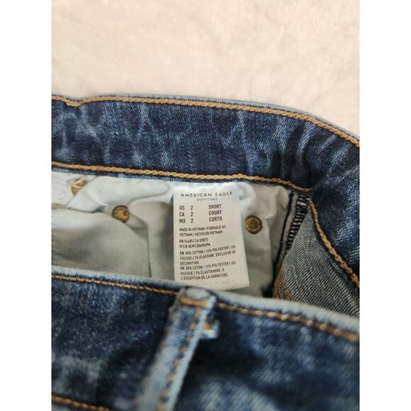 American Eagle Flare Jeans Womens 2P 2 Petite Short Blue Stretch Super Hi-Rise - Picture 4 of 13